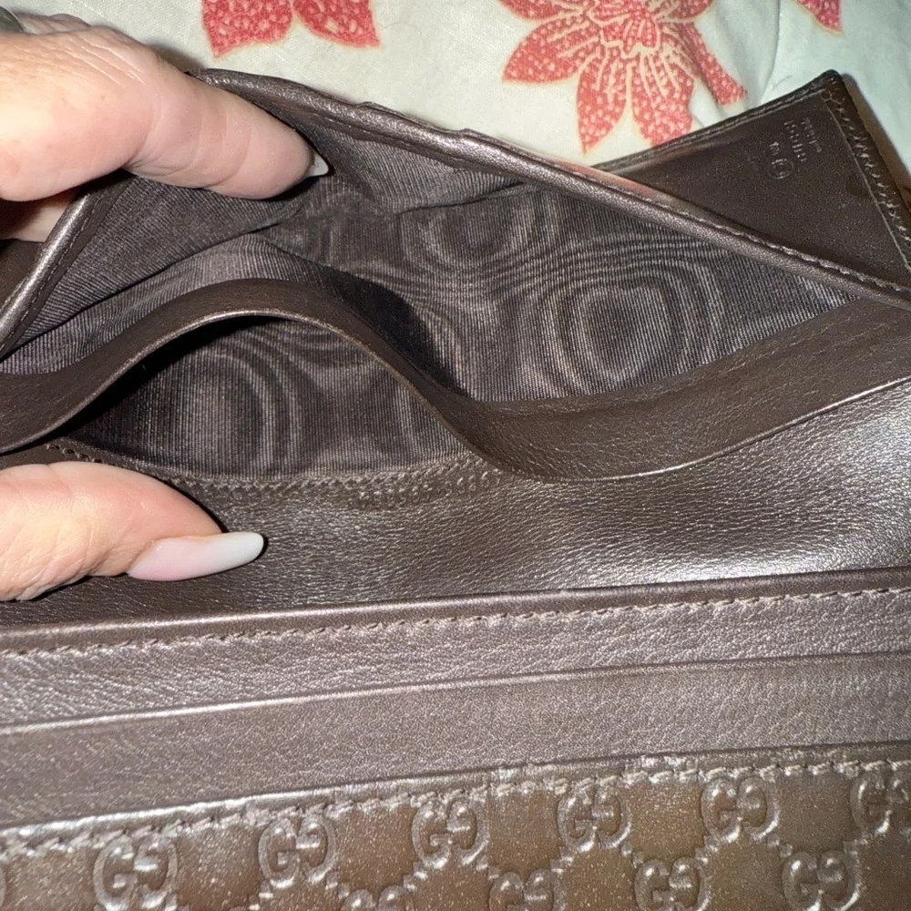 Gucci Dark Brown Embossed Leather Wallet